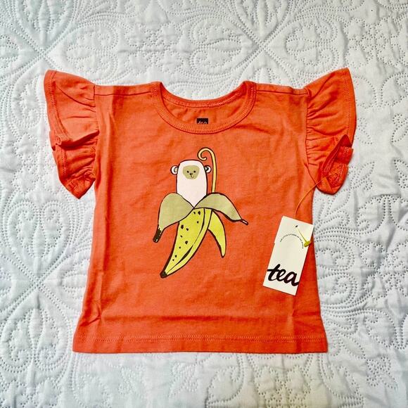 NWT Tea Collection Flutter Sleeve Baby Top 3-6m - Picture 2 of 4